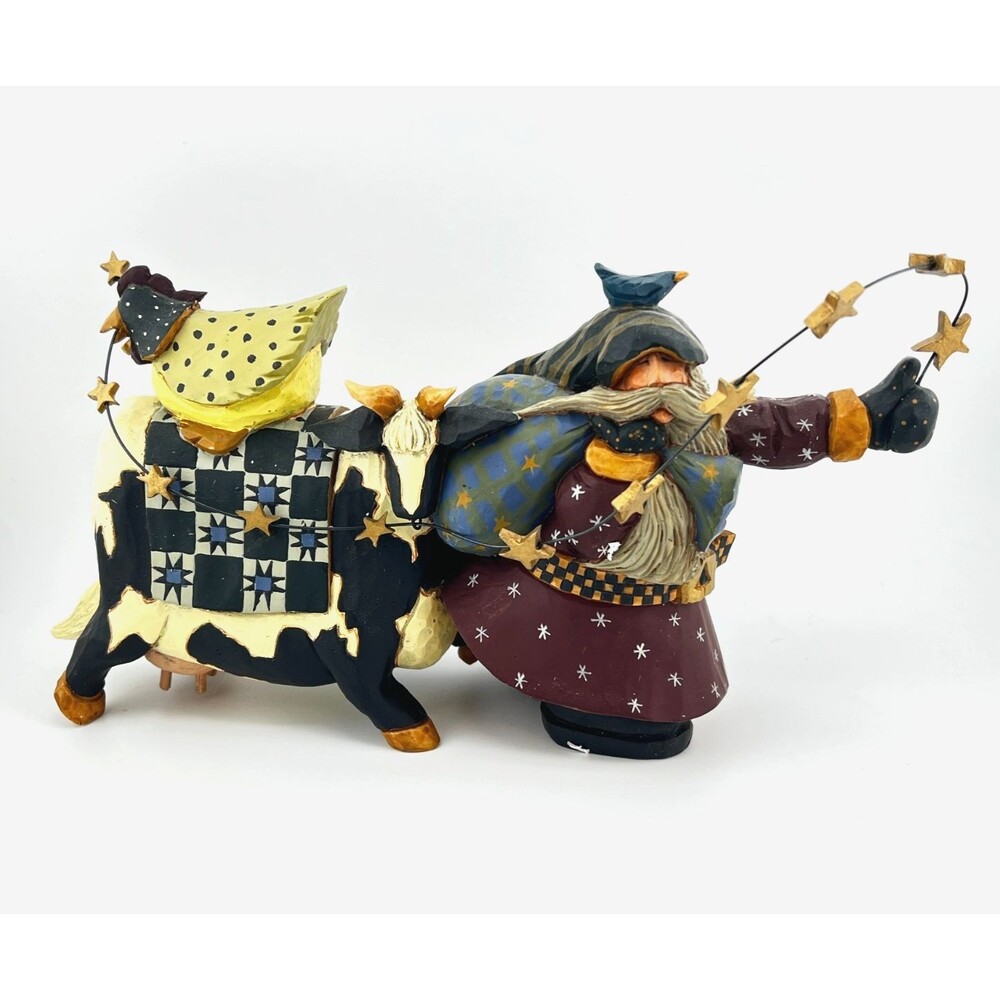 Vtg Williraye Studio Santa Claus & Cow Star Garland w/Box Hen Country Farmhouse